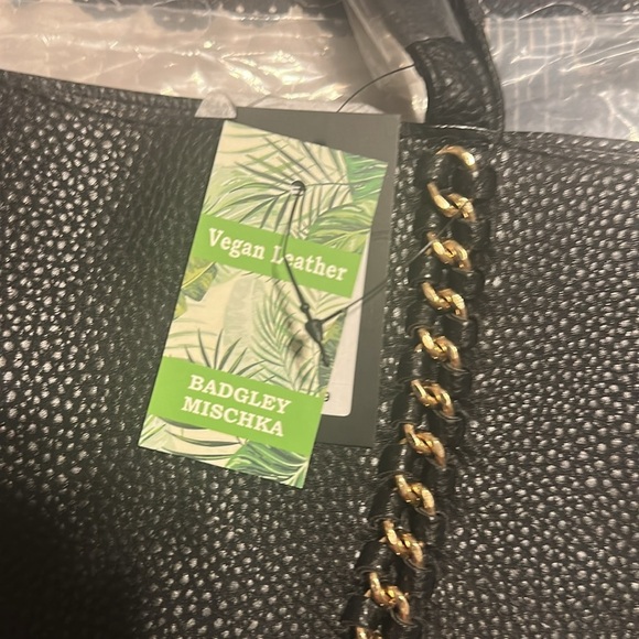 Badgley Mischka Black Decorative Chain Large Tote black gold tone NWT - Picture 4 of 11